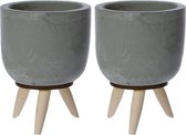 3x Bloempot op Standaard - Ø10 x H15 cm - Bloempot op Poten/Voet/Pootjes - Binnen & Buiten