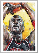 Poster - Michael Jordan Chicago Bulls Painting - 71 X 51 Cm - Multicolor