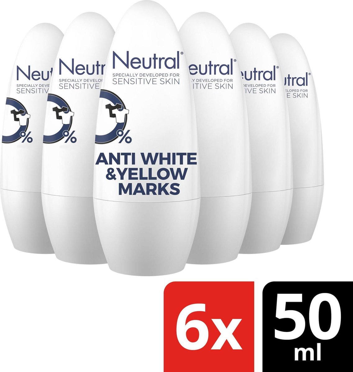 Goedkoopste Neutral Deodorant Roller Invisible 50 ML - 6 stuks