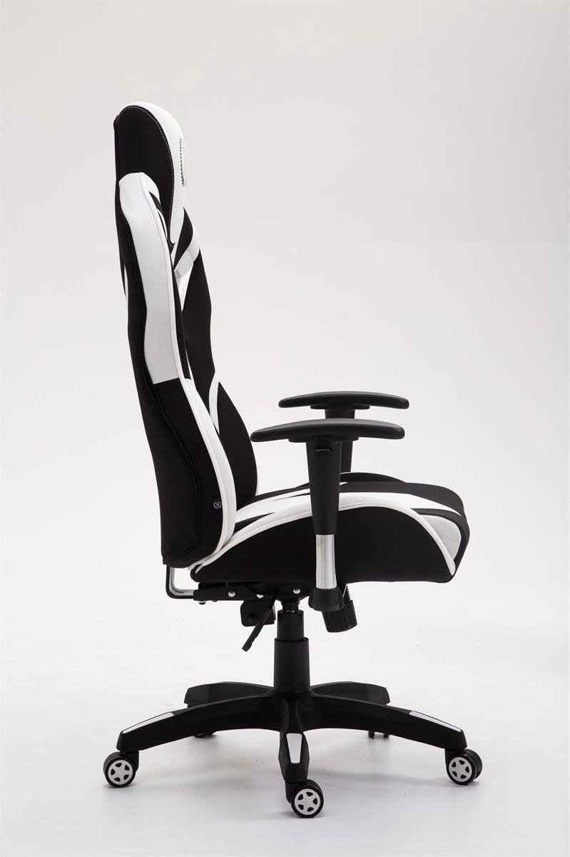 Gamingstoel volwassenen stof - sportief design - zwart/wit - 76x72x133