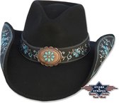 Western dames hoed Stars&Stripes SALLY Black L