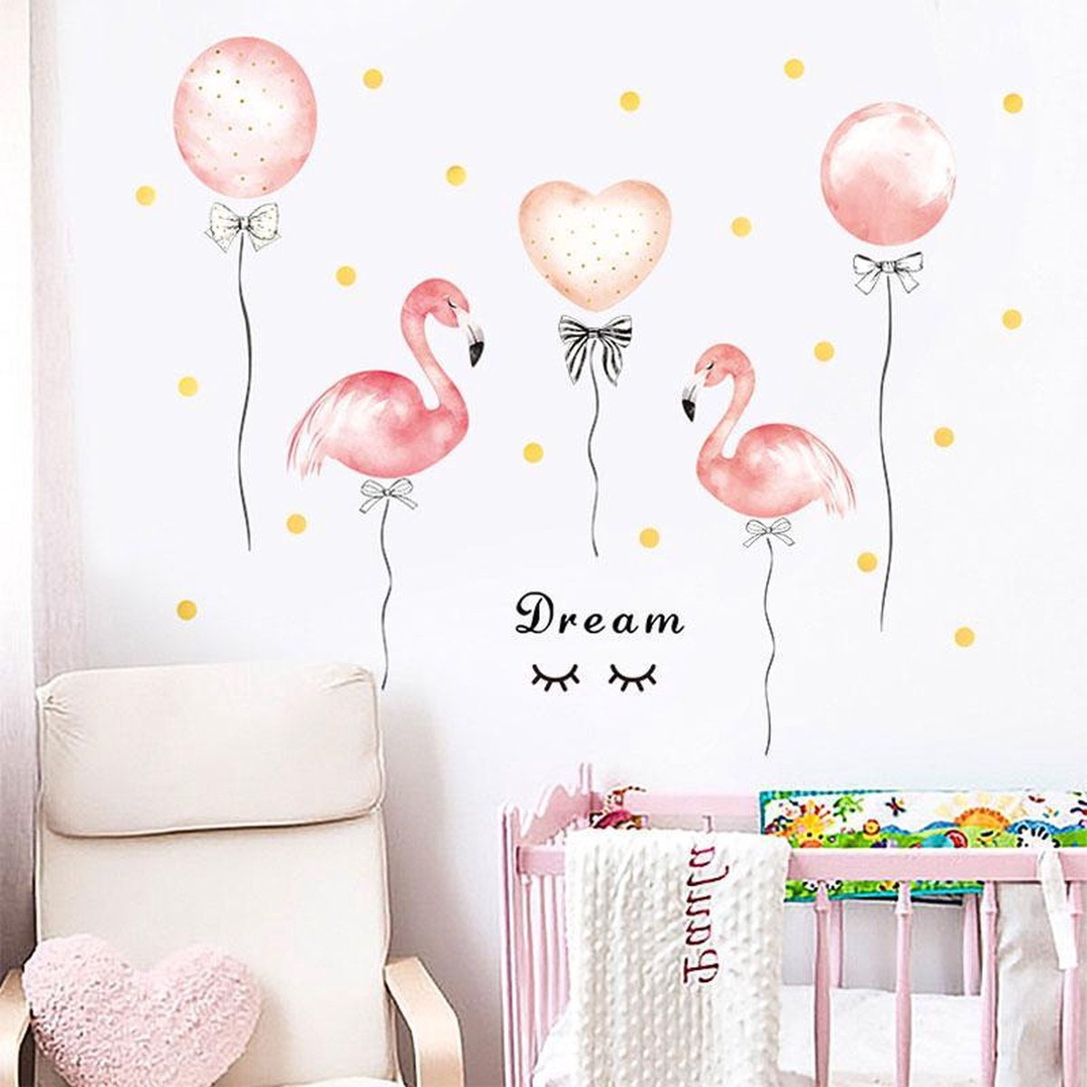 sticker autocollant mural flamand rose decoration chambre enfant macbook 