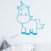 muursticker Unicorn Baby - lichtblauw - 90x108cm - woordsticker.com