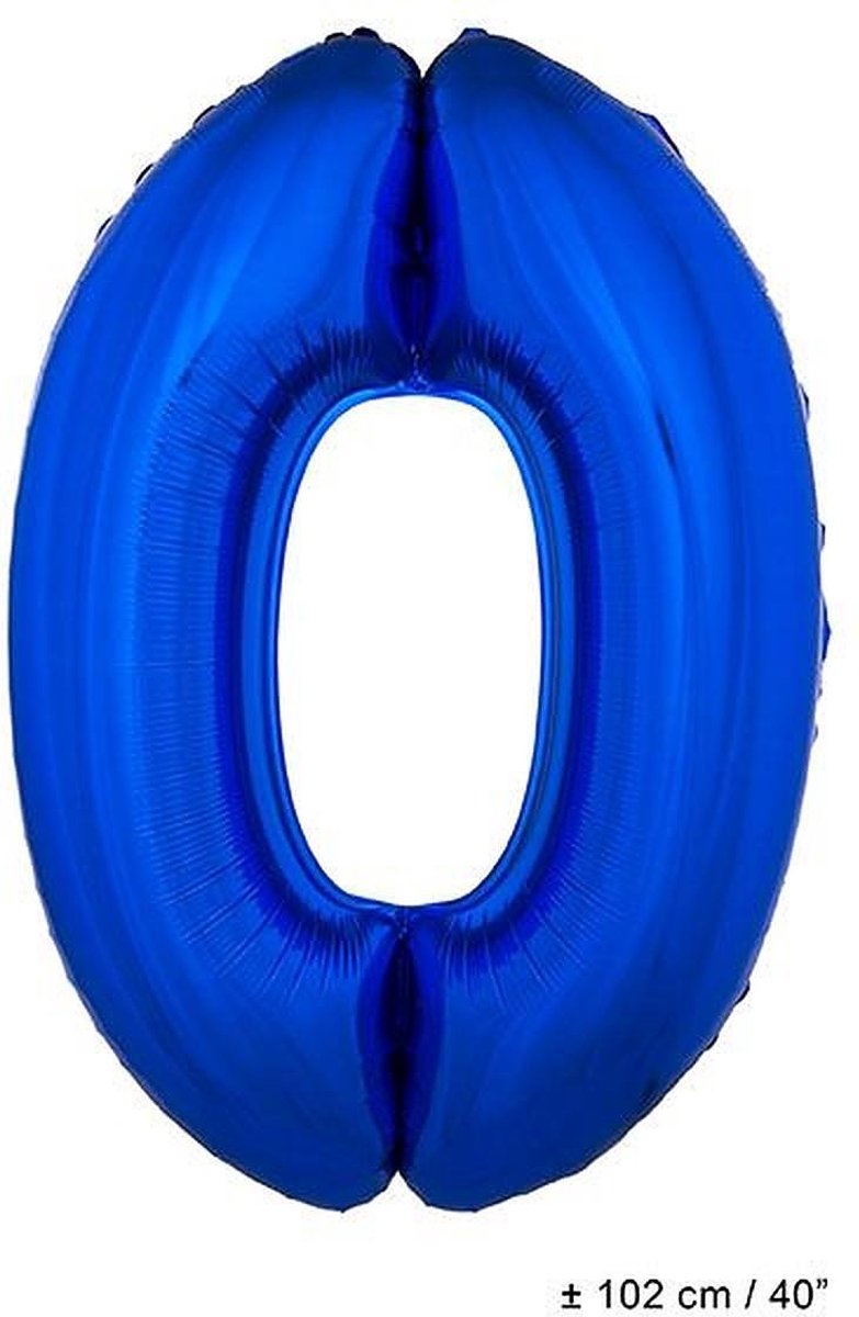 Folieballon Blauw Cijfer '0' Groot