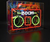 Locomocean - Neon Boom Box in Acryl Kader Unieke Lamp - Tafellamp Sfeerverlichting - Meerkleurig - 40x30x10cm