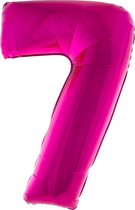 Cijferballon folie nummer 7 | Opblaascijfer 7 roze 102cm