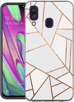 iMoshion Design voor de Samsung Galaxy A40 hoesje - Grafisch Koper - Wit / Goud