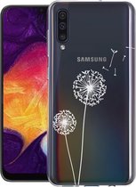 iMoshion Hoesje Geschikt voor Samsung Galaxy A30s / A50 Hoesje Siliconen - iMoshion Design hoesje - Wit / Transparant / Dandelion