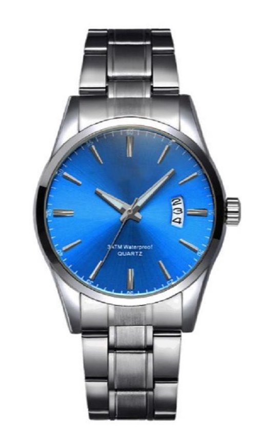 Stijlvol heren horloge - 40 mm - blauw - I-deLuxe verpakking | bol