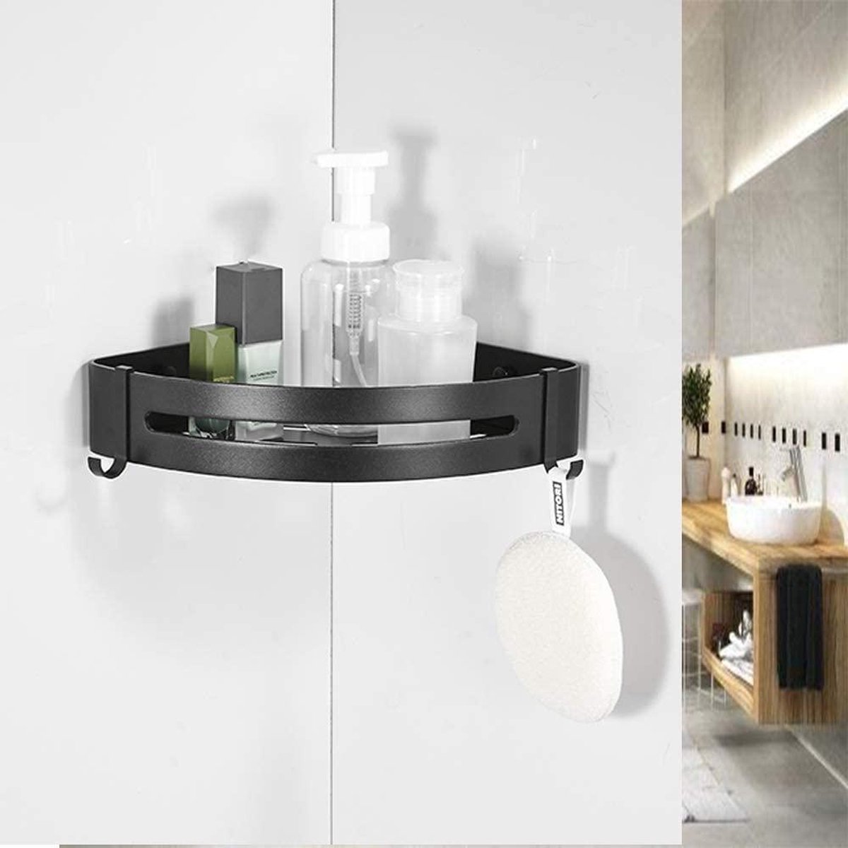 Doucherekje zwart Badkamer Mandje Hoek bol