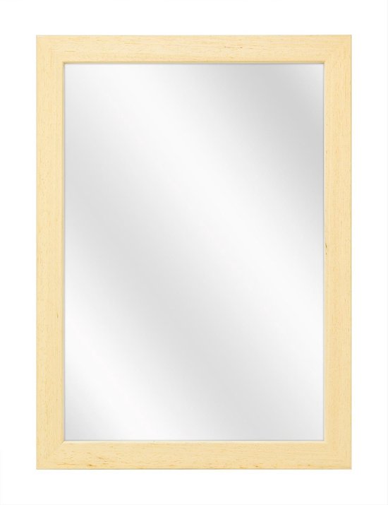 Miroir avec cadre en bois plat - Blanc - 40x60 cm