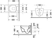 Duravit ME by Starck wandcloset diepspoel Compact spoelrandloos 37x48cm 4.5L met verdekte bevestiging met wondergliss wit