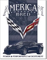 Corvette - American Bred.  Metalen wandbord 31,5 x 40,5 cm.