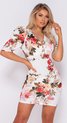 Wit, Floral Print Puffed Bodycon Mini Dress