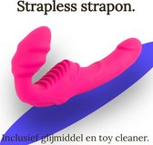 Strapless Strapon-Voorbind dildo- Sexspeeltje voor vrouwen-Vibrerende-strap on- inclusief glijmiddel en cleaner