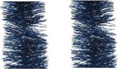 4x stuks kerstslingers donkerblauw 10 cm breed x 270 cm - Guirlande folie lametta - Donkerblauwe kerstboom versieringen