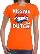 Kiss me i am Dutch t-shirt oranje dames XS