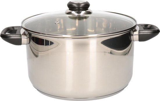 visie cijfer Arbeid RVS kookpan / pan met glazen deksel 24 cm - kookpannen / aardappelpan -  Koken -... | bol.com