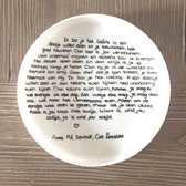 met de handgeillustreerd bord BL005 afscheid