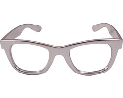 Verkleed bril - metallic zilver - kunststof - partybril - feestbril - verkleedaccessoires - Blues Brothers