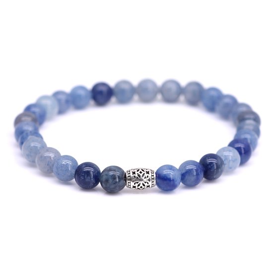 Bracelet FortunaBeads Blauw Lily Aventurine - Bleu - Medium 18cm