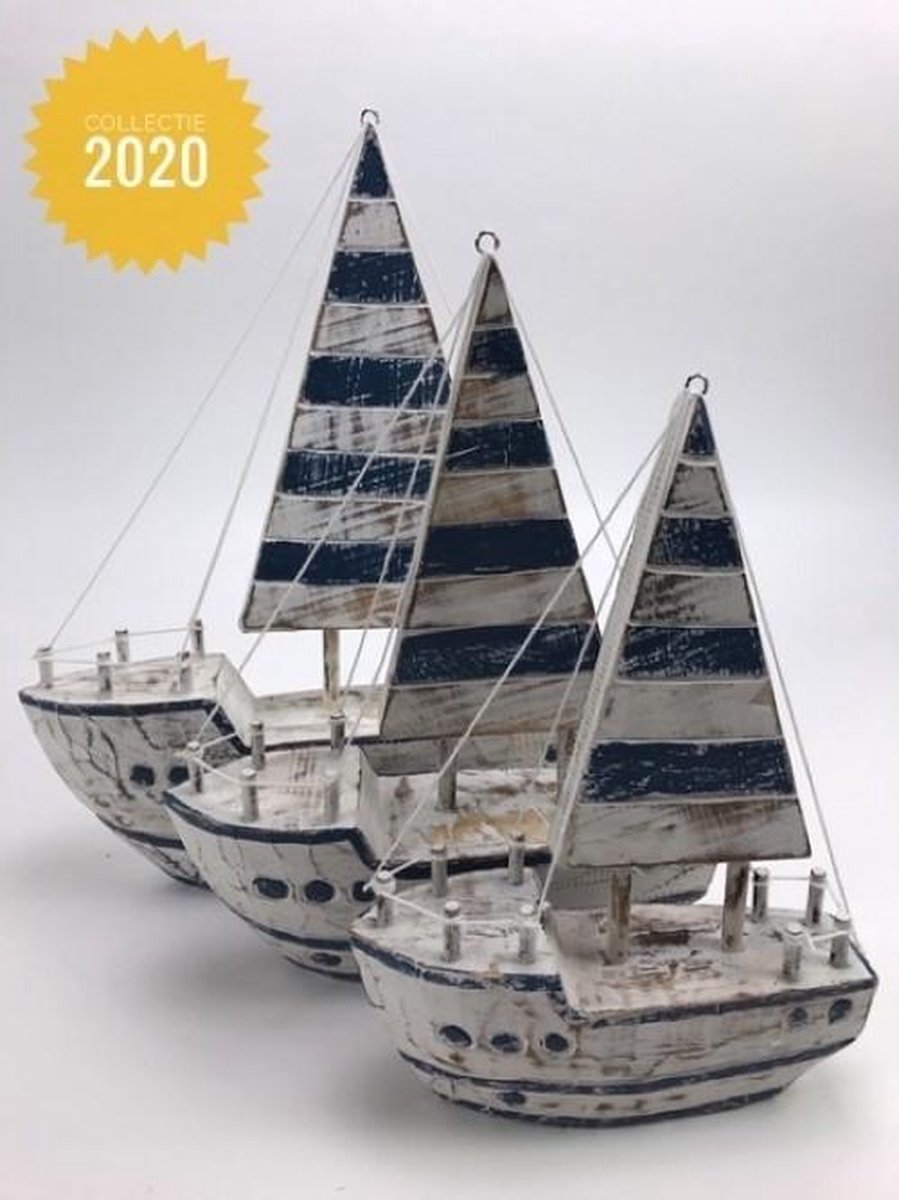 Set van drie boten in verschillende maten handgemaakt en in Ibiza-style