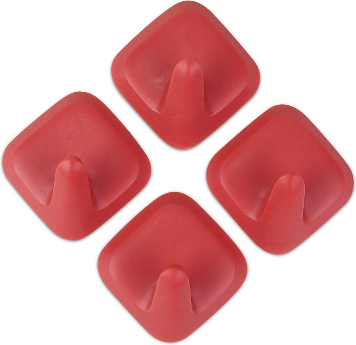 Vannons - Plakhaakjes - Ophanghaakje - Handdoekhaakje - Zelfklevend - Set van 4 - Kunststof - Rood