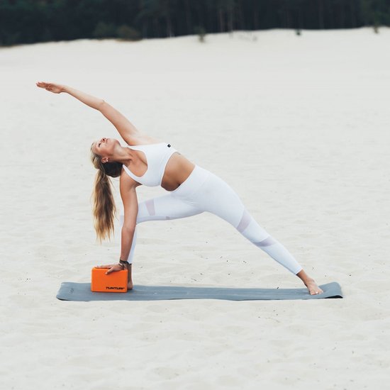 Tunturi Yoga Set - Yoga blok en Strap - Oranje/Zwart - Tunturi