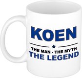 Naam cadeau Koen - The man, The myth the legend koffie mok / beker 300 ml - naam/namen mokken - Cadeau voor o.a  verjaardag/ vaderdag/ pensioen/ geslaagd/ bedankt