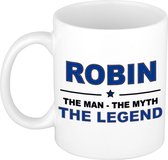 Naam cadeau Robin - The man, The myth the legend koffie mok / beker 300 ml - naam/namen mokken - Cadeau voor o.a verjaardag/ vaderdag/ pensioen/ geslaagd/ bedankt