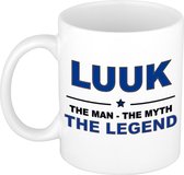 Naam cadeau Luuk - The man, The myth the legend koffie mok / beker 300 ml - naam/namen mokken - Cadeau voor o.a verjaardag/ vaderdag/ pensioen/ geslaagd/ bedankt