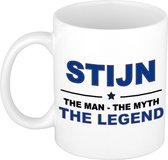 Naam cadeau Stijn - The man, The myth the legend koffie mok / beker 300 ml - naam/namen mokken - Cadeau voor o.a  verjaardag/ vaderdag/ pensioen/ geslaagd/ bedankt