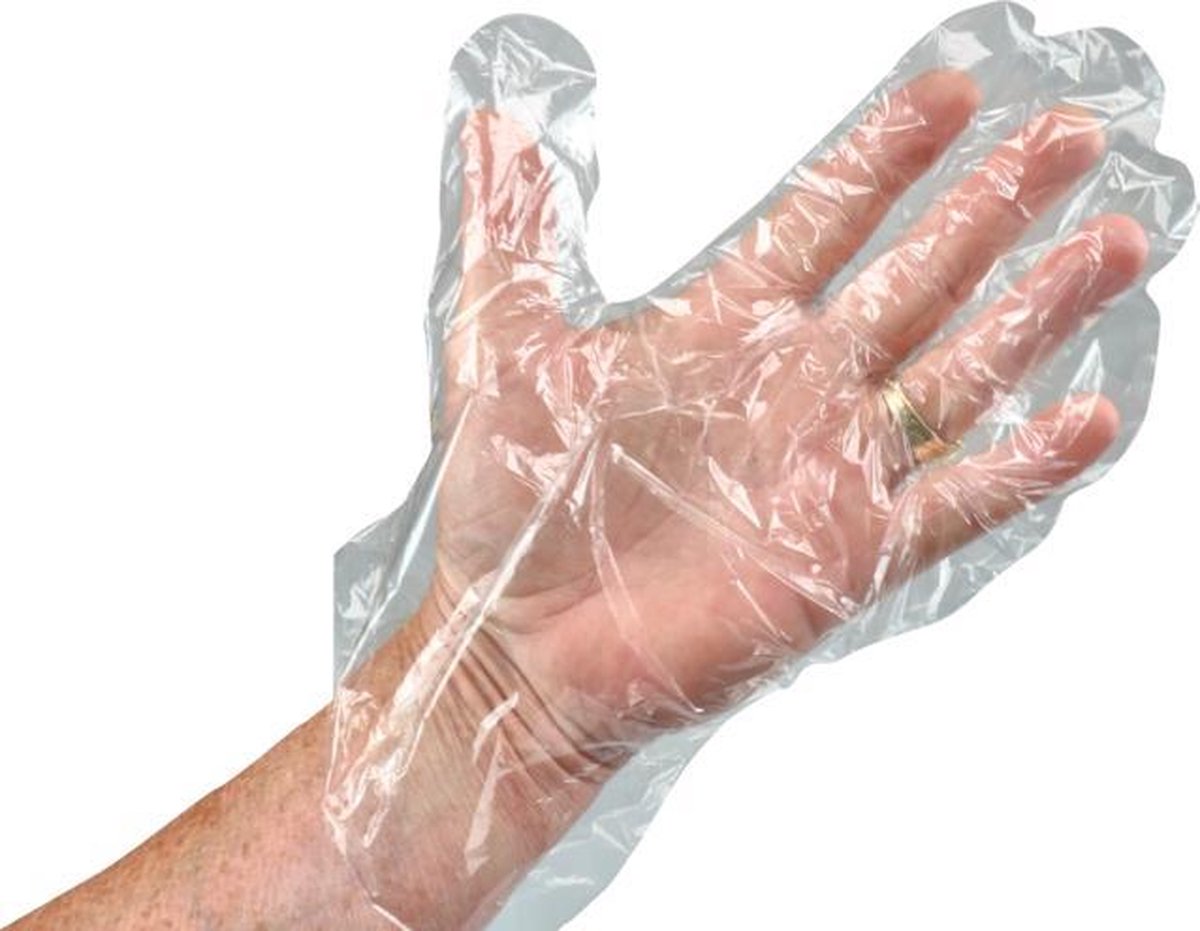 Handschoenen wegwerp plastic - transparant - Maat L - 300 stuks - Merkloos