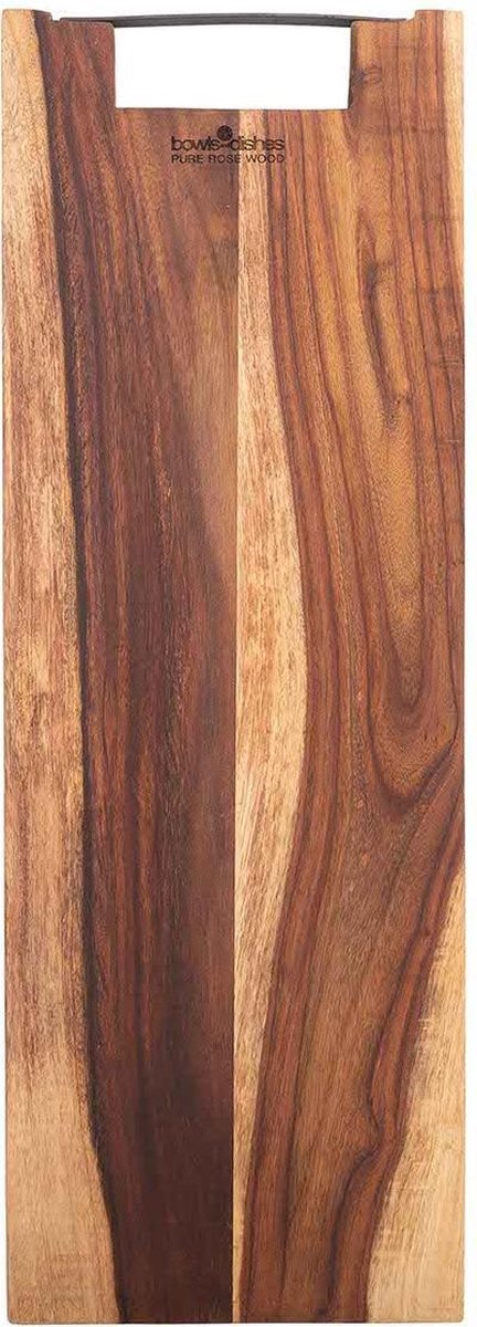 Bowls and Dishes Pure Rose Wood Duurzame Borrelplank | Tapasplank | Serveerplank recht met metalen handvat 59 cm | BBQ cadeautip!