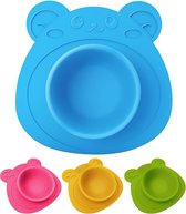 Baby- en kinderkom bord, antislip- en kantelbord, blauwe teddybeer