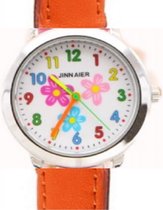 Horloge- Bloem- Oranje- Kinder- 3 cm-vanaf 13.5 cm