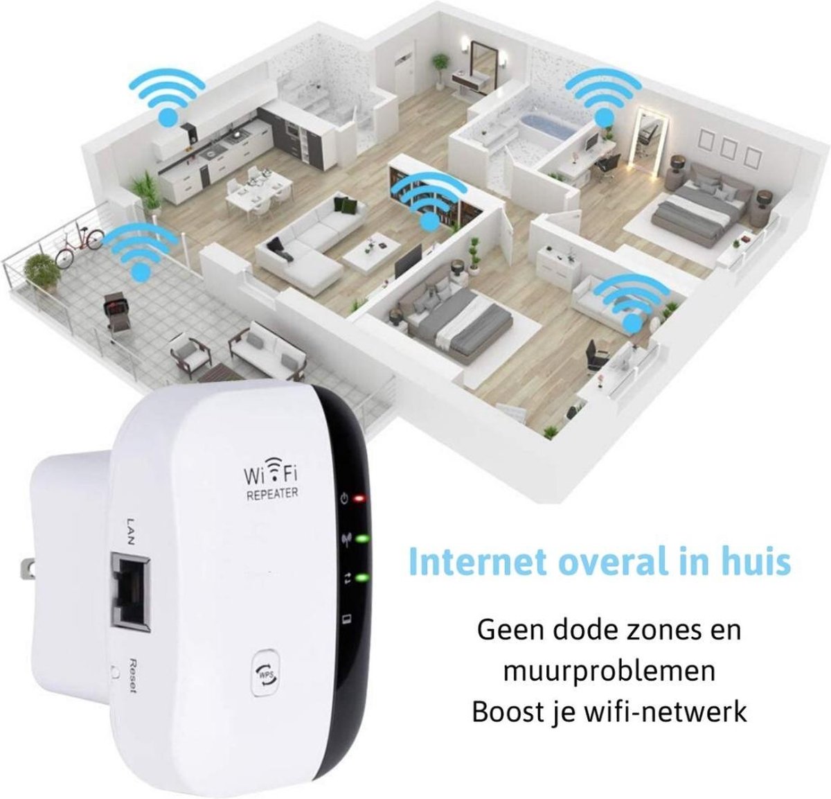 Wifi Versterker + Gratis Internet Kabel - 300Mbps - Repeater - Stopcontact  - Draadloos... | bol.com