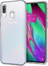 Samsung  Galaxy A40 Silicone transparant hoesje,met 2x gratis Tempered glass Screenprotector