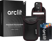 Arclit® | 2x Sac de protection RFID Anti-vol pour clé de voiture+ 2x porte-cartes RFID anti-radiation | 2Pack | Boîtier de sécurité pour entrée sans clé | Sac de protection anti-radiation | Pack économique | Carbone