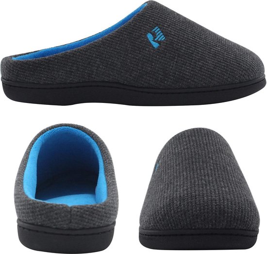 bol.com | Pantoffels Heren - Sloffen - Maat 46/47 - Grijs - Anti-slip