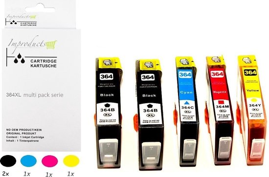 Foto: Improducts inkt cartridges alternatief hp 364 xl 364xl set zwart