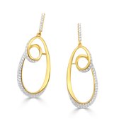 Velini Jewels-EA2066G-925 zilver oorbellen-14 karat verguld gezet met Cubic Zirkonia
