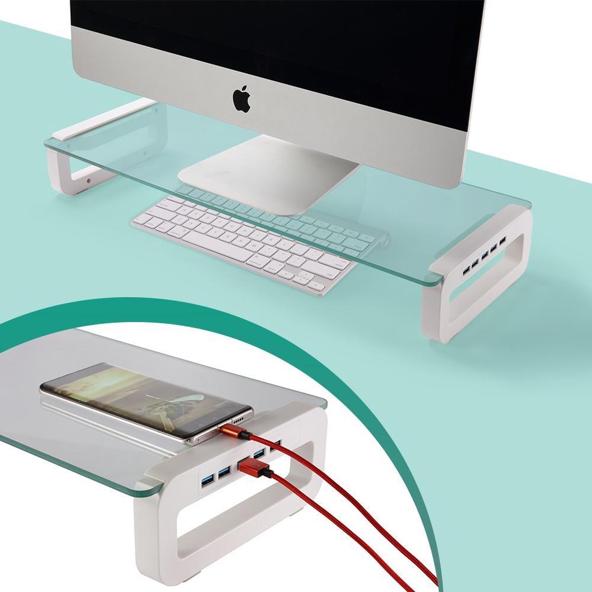 Greenure monitor standaard – 4 USB poorten – tot 16 kg