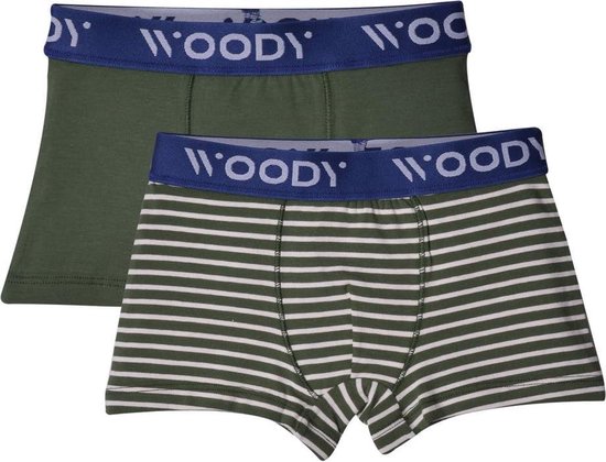 Woody Jongens duopack boxershorts donkergroen streep 201 1