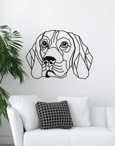 Beagle Geometrisch Hout 50 x 37 cm Black - Honden - Wanddecoratie