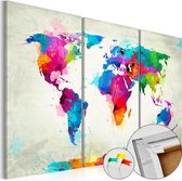 Schilderijen Op Canvas - Afbeelding op kurk - Colourful Expression [Cork Map] 90x60 - Artgeist Schilderij