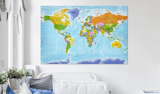 Tableau en liège - colorful world map [cork map] 90x60 cm ARTGEIST