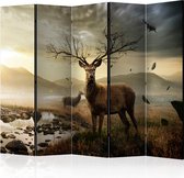 Kamerscherm - Scheidingswand - Vouwscherm - Deers by mountain stream II [Room Dividers] 225x172 - Artgeist Vouwscherm