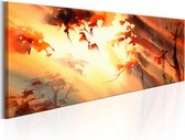 Schilderijen Op Canvas - Schilderij - Golden Forest 120x40 - Artgeist Schilderij