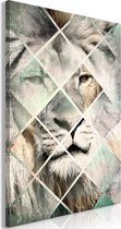 Schilderijen Op Canvas - Schilderij - Lion on the Chessboard (1 Part) Vertical 60x90 - Artgeist Schilderij